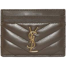 Beige Card Cases Saint Laurent Matelassé Leather Card Case