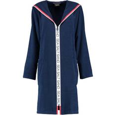 Blau - Damen Morgenmäntel & Bademäntel Cawö 3101 Damen-Kurzmantel mit Kapuze navy