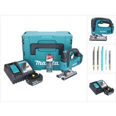 Makita Stichsägen Makita djv 182 rf1j stichsäge 18 v 1x akku 3,0 ah lader 5x stichsägeblatt Metall