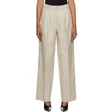 Birger Christensen Beige Belted Trousers 16-1109 Greige Comb FR