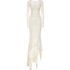 Silke Morgenkåber & Badekåber Dolce & Gabbana x Kim Semi-Sheer Silk-Blend Gown White