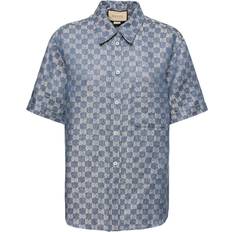 Gucci Shirts Gucci GG jacquard linen shirt blue