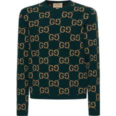 Gucci Men Tops Gucci GG jacquard wool sweater green