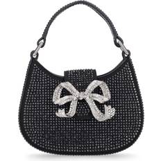 Self-Portrait Rhinestone Bow Crescent Micro Bag - Black