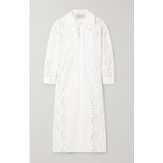 Valentino Embroidered Cotton Midi Dress - White