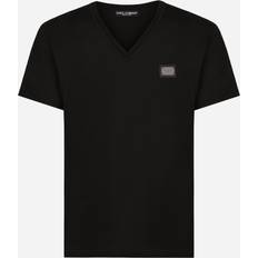 Dolce & Gabbana Uomo Magliette Dolce & Gabbana Cotton V-neck T-shirt Black Men