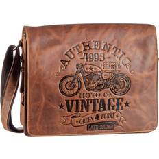 Greenburry Umhängetasche Leder 34x28cm "Cafe Racer" antikbraun