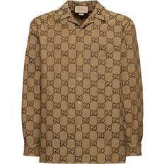 Gucci Skjorter Gucci Logo Jacquard Cotton Blend Overshirt - Brown