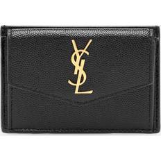 Saint Laurent Kortholdere Saint Laurent Black Gold Logo Leather Flap Wallet