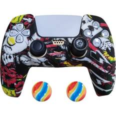 König Design König 2 x Schutzhülle Playstation 5 DualSense Controller Skin Silikon Schutz Motiv, Gaming Controller Zubehör, Mehrfarbig