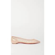 Christian Louboutin Women Low Shoes Christian Louboutin Women's Follies Strass Mesh Ballet Flats - Blush Pink
