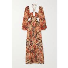 Rixo Kamilla Grace Paisley Canyon Silk Cut-Out Dress - Brown