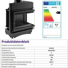 8.0 kW Holzöfen Kratki Maja gusseiserner eckkamineinsatz rechts 8kw steglos