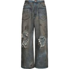 Balenciaga Distressed Baggy Cotton Jeans - Blue