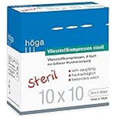 Höga VLIESSTOFF-KOMPRESSEN steril 10x10 4fach 25X2