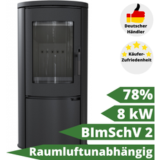 Kaminöfen Kratki Kaminofen bimschv 2 dauerbrand 8 kw dauerbrandofen holzofen holz kamin modern Schwarz Innenbereich