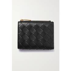 Womens Black/gold Intrecciato Zipped Leather Bifold Wallet