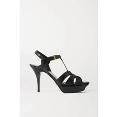 Saint Laurent Sort Sandal Med Stropper Og Justerbar Ankelrem - Sort