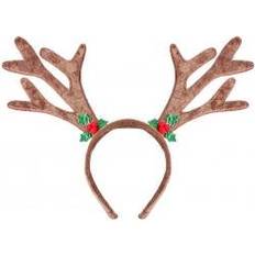 Billig Tilbehør Brown reindeer horns headband