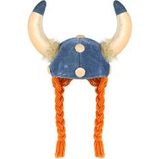 Viikingit Kypärät Henbrandt Adults viking helmet fancy dress costume party hat with horns & plaits pigtails