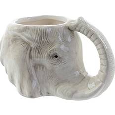 Grey Cups Puckator Novelty Ceramic Shaped Head Elephant Mug