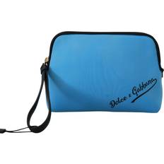 Women Toiletry Bags Dolce & Gabbana Blue Logo Print Hand Pouch Leopard Print Toiletry Women's Bag