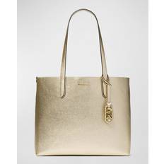 Michael Kors Totevesker Michael Kors MK Eliza Extra-Large Metallic Pebbled Leather Reversible Tote Bag Pale Gold