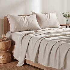 Linen Bed Sheets DKNY Pure Washed Linen 160 Thread Count Bed Sheet Beige (274.32x)