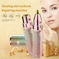 Facial Trimmers Beforeyayn 2in1 USB Electric Eyebrow Remover Razor-Trimmer Face Body Hair Removal LED Light