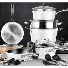 Granitestone Collection 15-Piece Hammered Cookware Set with lid
