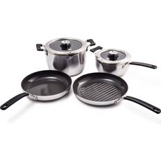 GreenPan Cookware Sets GreenPan Stainless Steel Stackable Ceramic Nonstick 6-Piece Cookware Set with lid