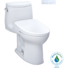 Toilets Toto WASHLET UltraMax II One-Piece Elongated 1.28 GPF Toilet with Flush WASHLET S7 Contemporary Bidet Seat White MW6044726CEFGA#01