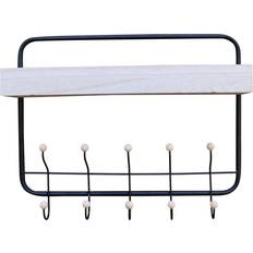 Ferro Appendiabiti Geko Wall Hanging Shelf With Coat Hooks - Black / White Appendiabiti