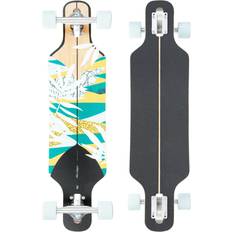 Longboard OXELO Longboard 100 DROP FLORAL verde menta chiaro giallo luminoso marrone corteccia