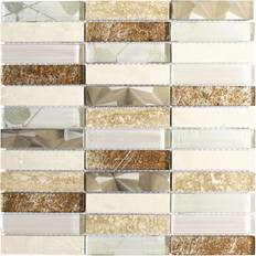 Glasmosaik Glasmosaik edelstahl beige braun stäbchen fliesenspiegel wb87-52x 1 mosaiknetz mix