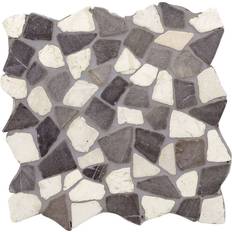 Marmor Mosaik KNG Mosaikfliese Marmor Bruch schwarz-weiß 0776107913 30x30cm