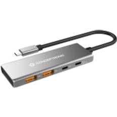 Sí - USB 3 Concentradores USB Conceptronic HUBBIES15G USB 3.2 Gen 2 Type-C 10000 Mbit/s Gris