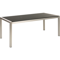 Metal Outdoor Dining Tables Beliani Garden Dining Table VERNIO 180 cm 90 cm Metal Black/Silver