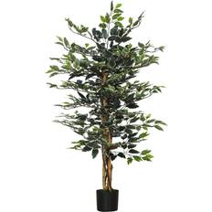 Artificial Plants Homcom Ficus Tree 130cm Tall Fake Artificial Plant