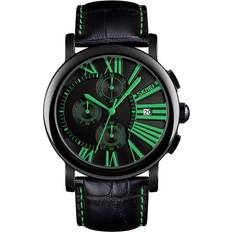 black green chronograph genuine leather date display