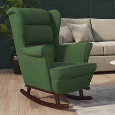 Sedie a dondolo vidaXL Con Gambe In Legno Di Hevea Verde In Velluto MXL 96542 Sedia a Dondolo
