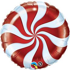 Animal & Character Balloons Qualatex One Size, Red/White Foil Balloon with Festive Candy Swirl Design