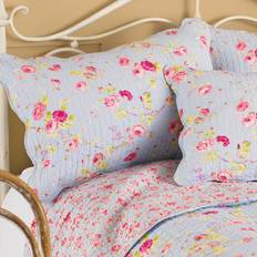 Textiles Paoletti Honey Pot Floral Embroidered Pillow Case Blue