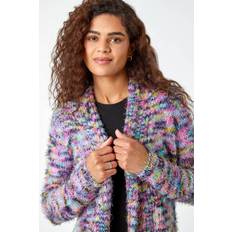 Women Cardigans Roman Fluffy Longline Cosy Cardigan Purple