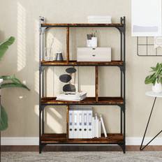 Natural Book Shelves vidaXL Smoked Oak Engineered Wood Bookcase 76 x 32 x 123 cm Book Shelf