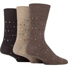 Brown Socks Gentle Grip Pair Argyle Patterned and Striped Socks Cream 6-11