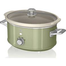 Cuissons lentes Swan Retro Mijoteuse 3,5L Poêle Amovible En Céramique Antiadhésive Vintage 200W Vert