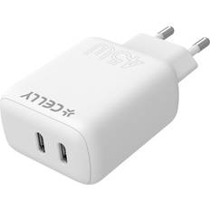 Celly USB-Laddare Adapter 2x USB-C PD 45W Vit