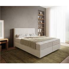 160 cm - Hvid Rammesenge DeLife Boxspringbett Dream-Well Bouclé Creme-Weiß Rahmenbett