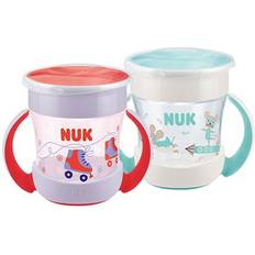 Rouge Gobelets anti-fuite Nuk Mini Magic Cup Tasse antifuite Rebord antifuite 360 À partir de 6 mois Poignées ergonomiques Sans bisphénol A 160 ml Rose et turquoise Lot de 2